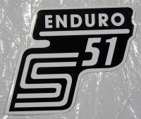 Kasten Aufkleber S51 ENDURO - schwarz / weiß