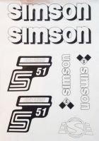 Nálepky SIMSON S51 B arch - stříbrná ( Simson S51 ) orig.vzor IFA