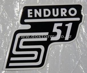 Kasten Aufkleber S51 ENDURO - schwarz / weiß
