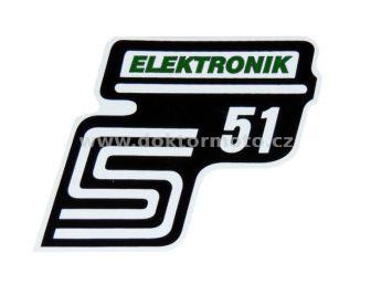 Nálepka schránky S51 ELEKTRONIK - č/b/zelená (Simson S51)