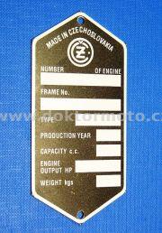 Typenschild ( ČZ - 125,175,250 ) - Ausführung: England ČZ