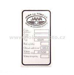 Typenschild (Jawa Bizon 350 / 633)