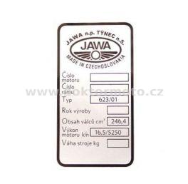 Typenschild (Jawa Bizon 250 / 623)