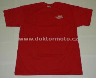 rotes T-Shirt mit weißem JAWA Logo - Größe M